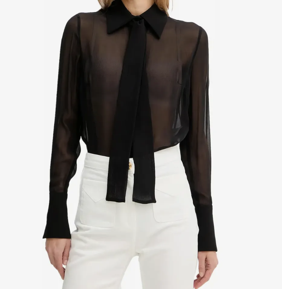 Elisabetta Franchi Sash Belt Georgette CrÊPe Blouse