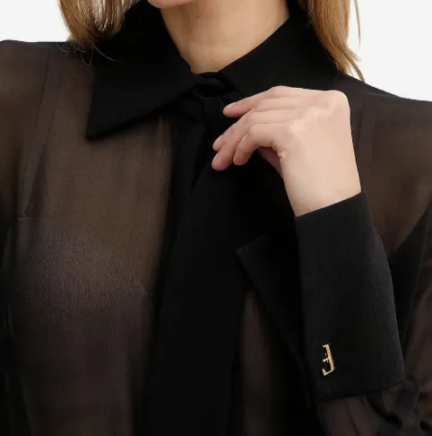 Elisabetta Franchi Sash Belt Georgette CrÊPe Blouse