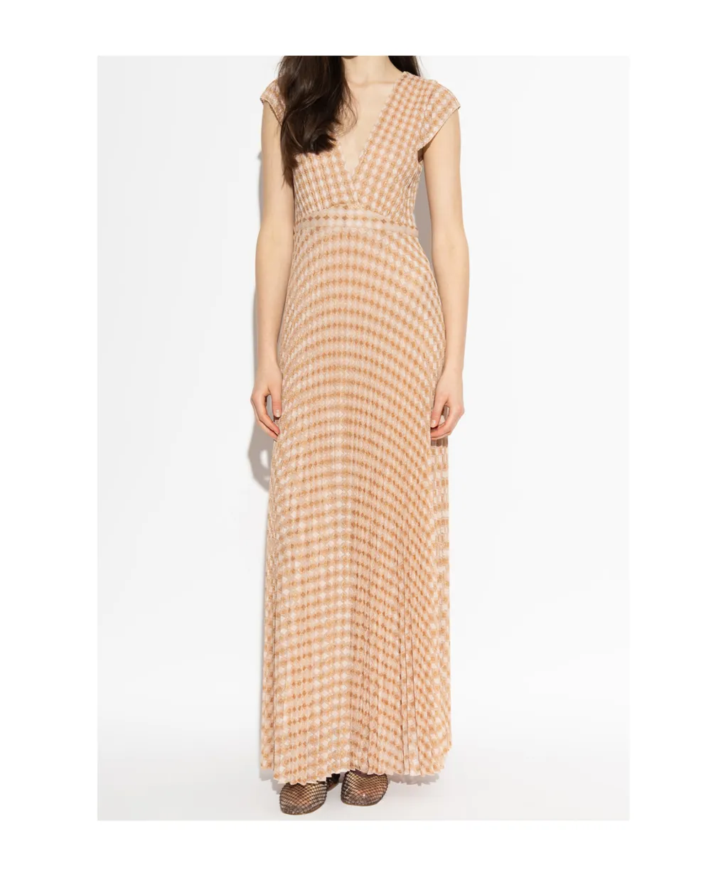 Beige Kleid Mit Lurex-Faden