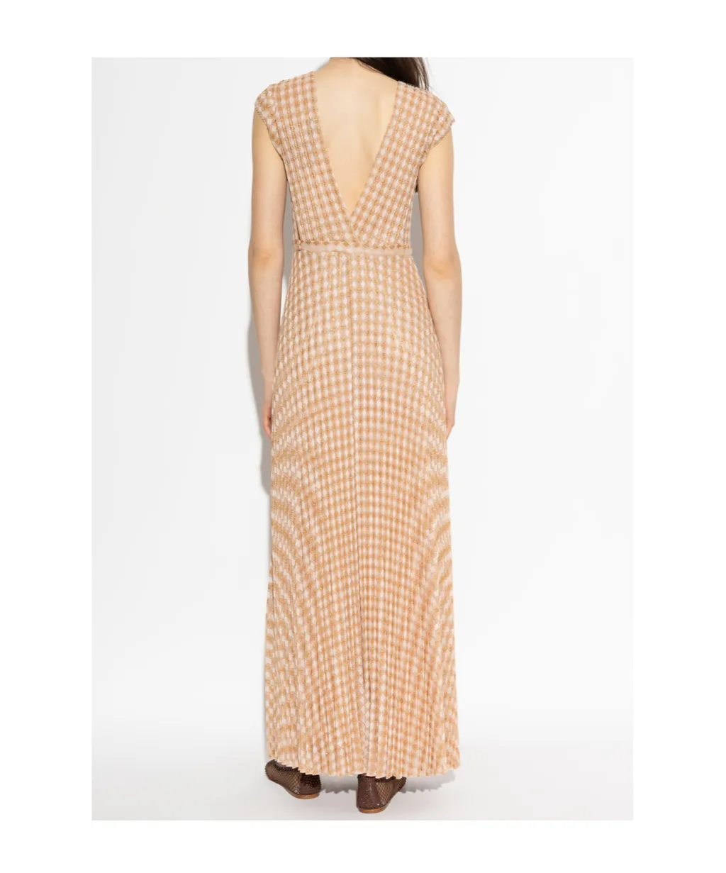 Beige Kleid Mit Lurex-Faden