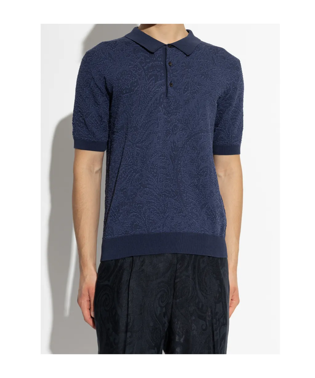 Etro Textured Knit Polo Shirt