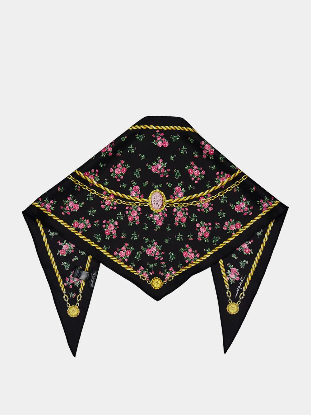 Dolce & Gabbana Chain-Print Floral Scarf