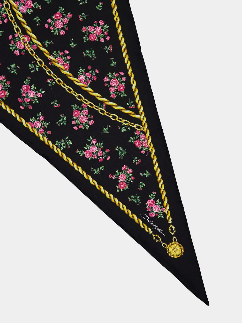 Dolce & Gabbana Chain-Print Floral Scarf