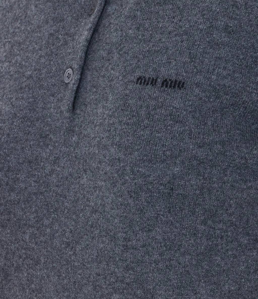 Cashmere Polo With Embroidered Poplin Collar