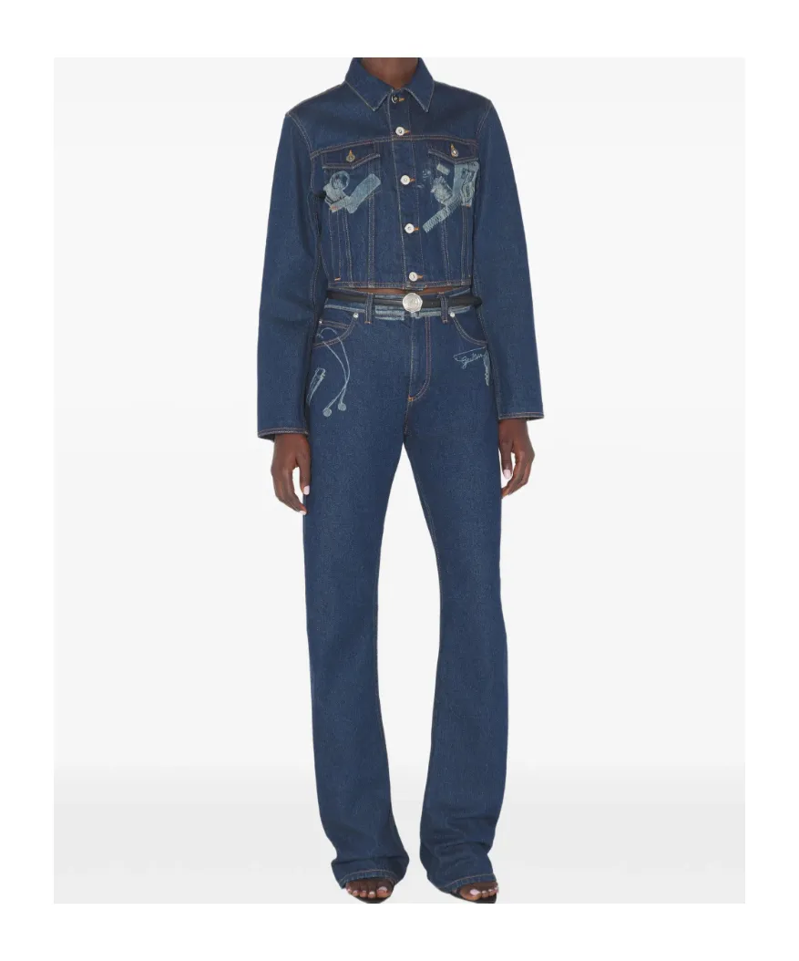 Jean Paul Gaultier Printed Denim Jeans