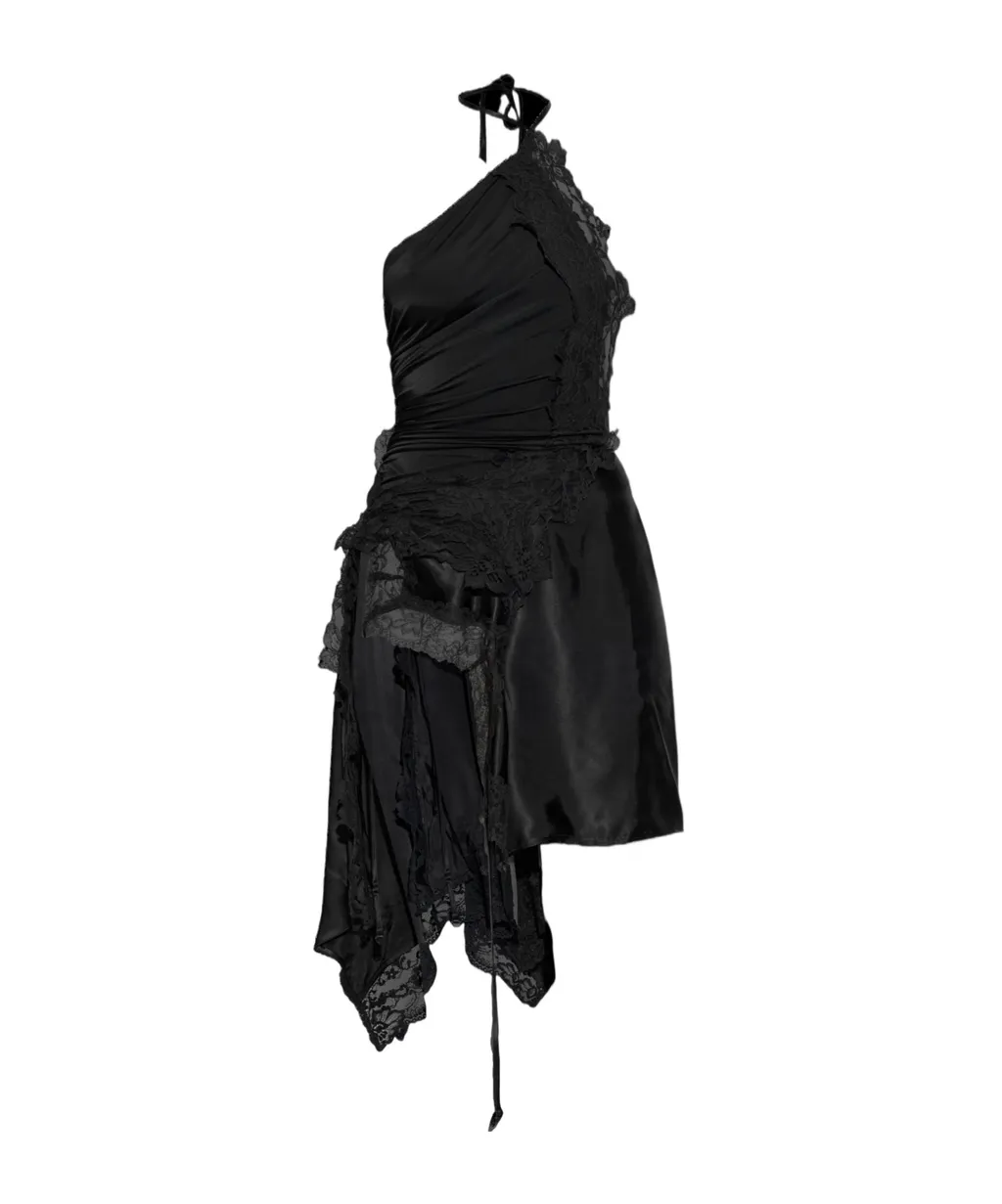 Lace-Detailed Asymmetric Dress