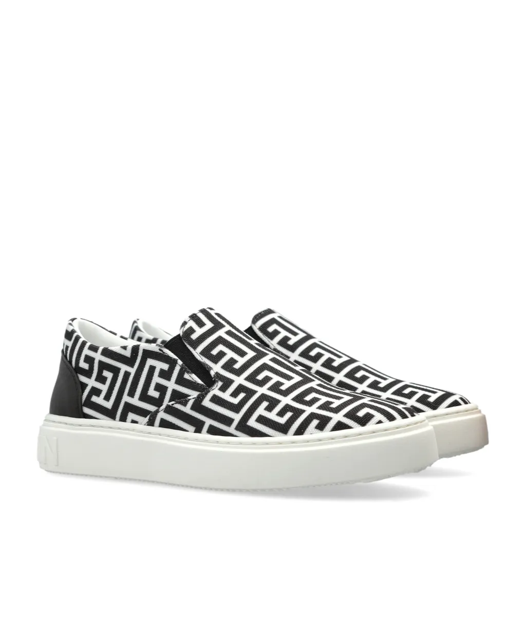 Balmain Kids Logo Printed Slip-On Shoes