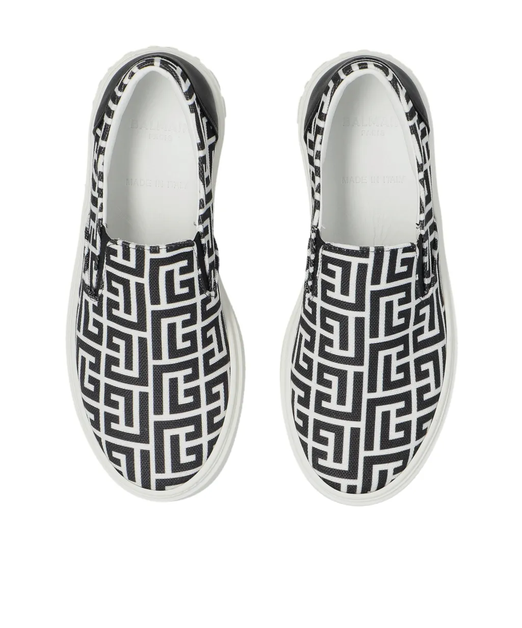 Balmain Kids Logo Printed Slip-On Shoes