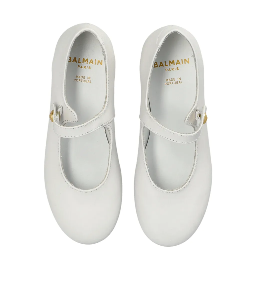 Balmain Kids Round Toe Ballet Flats
