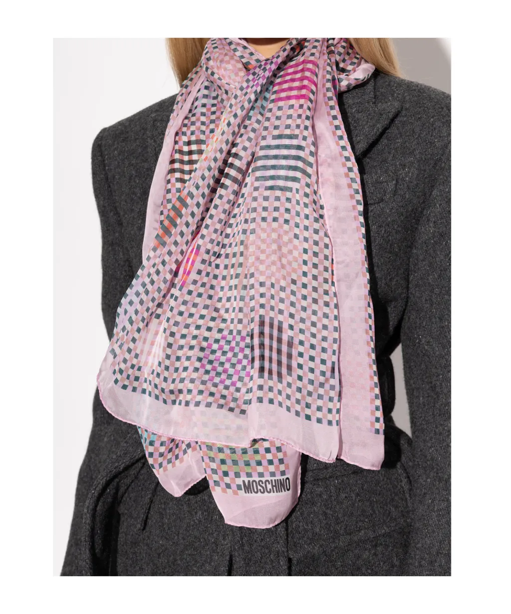 Moschino Checked Logo Scarf