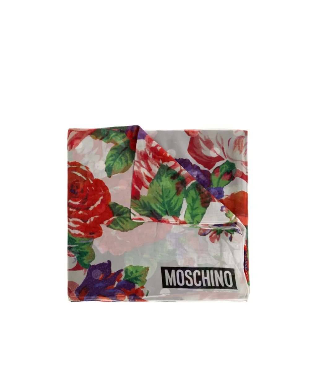 Moschino Floral Print Logo Scarf