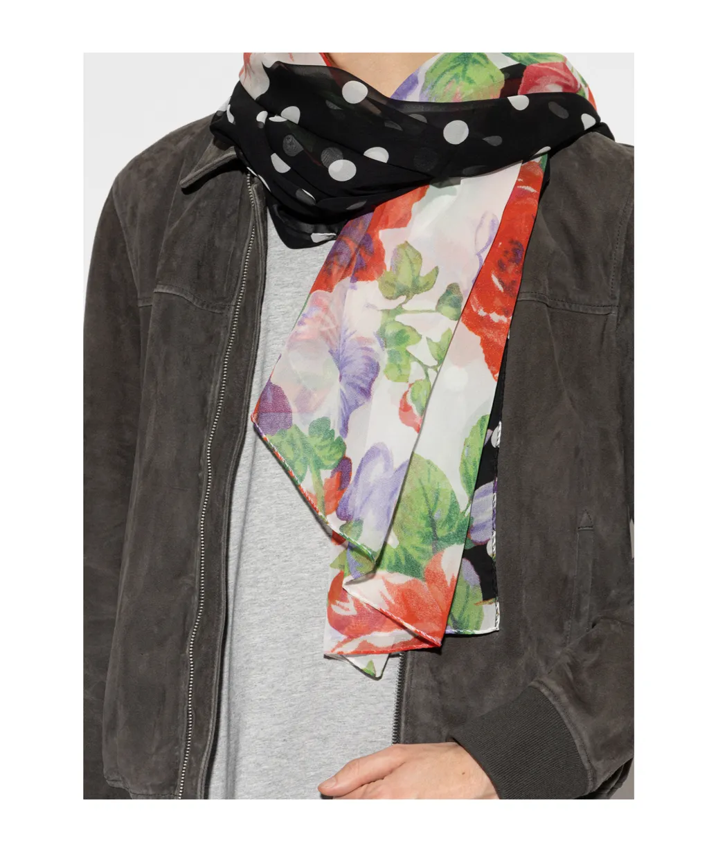 Moschino Floral Print Logo Scarf