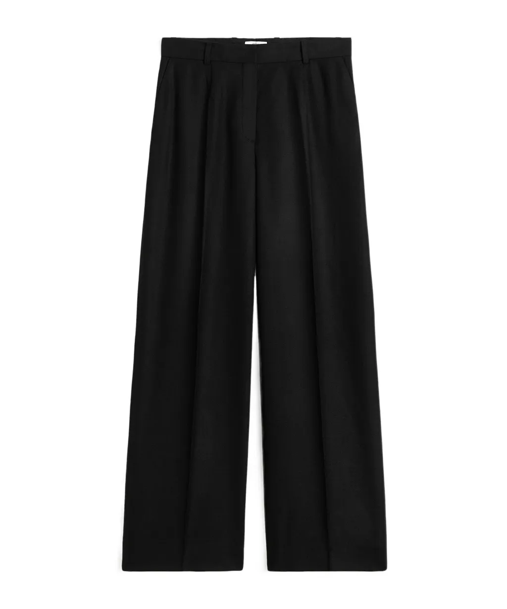 Wide-Leg Flannel Pants