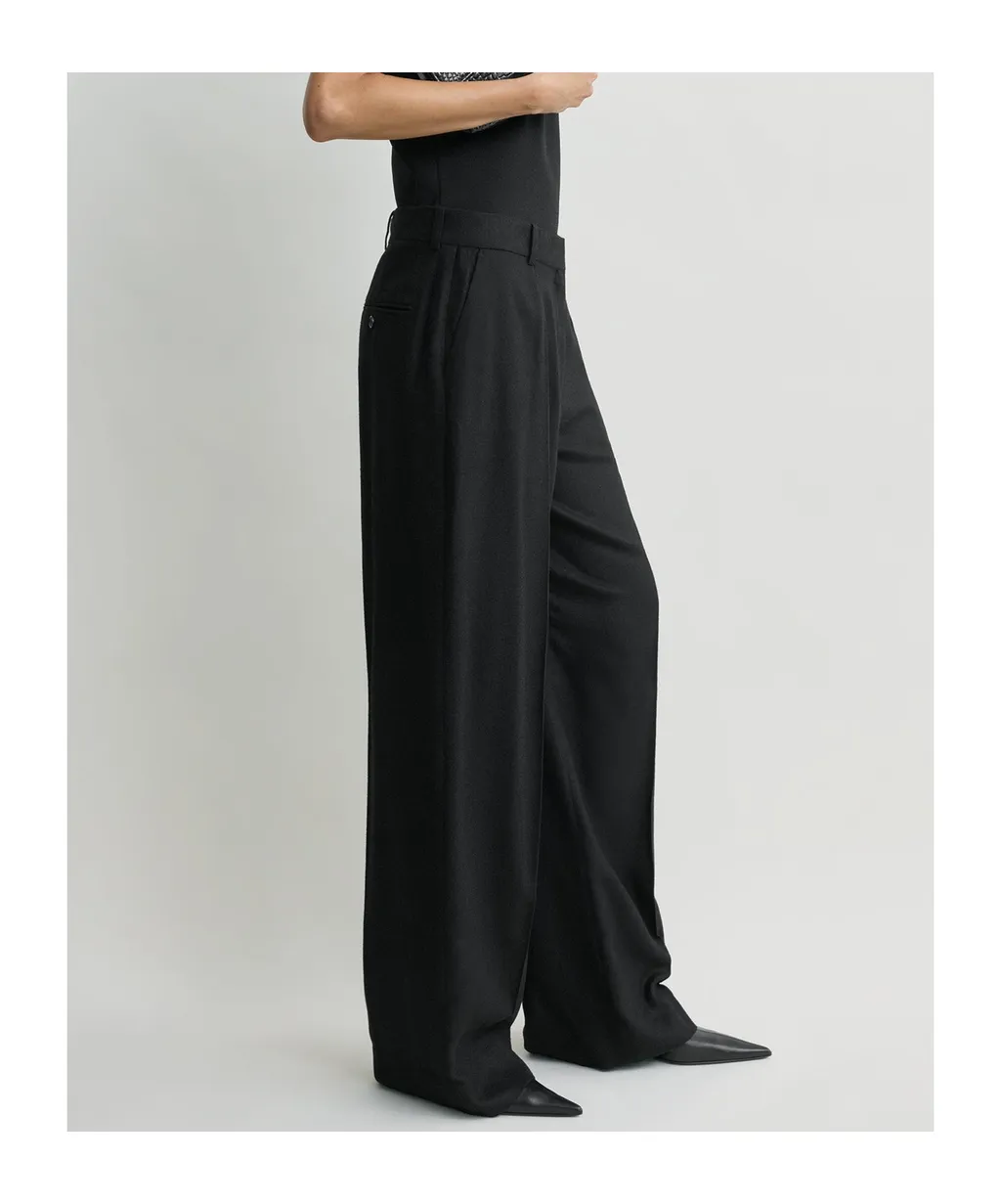 Wide-Leg Flannel Pants