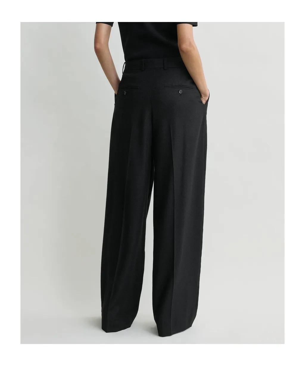 Wide-Leg Flannel Pants