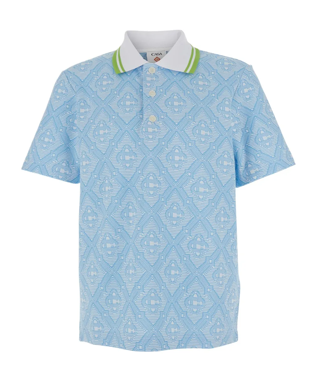 Casablanca Short-Sleeved Jacquard Polo Shirt