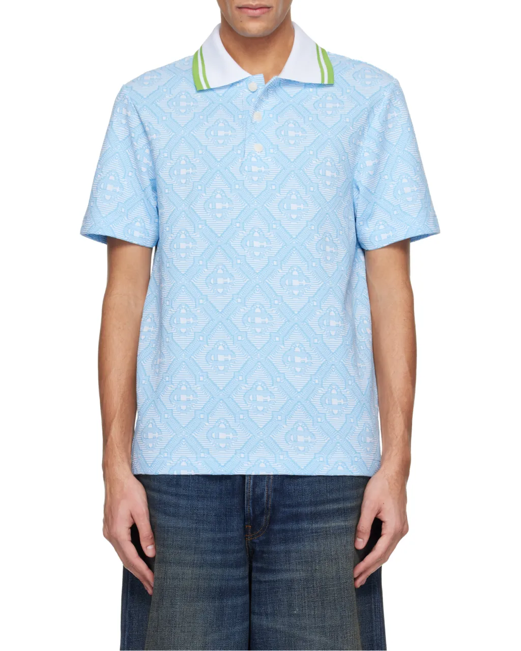Casablanca Short-Sleeved Jacquard Polo Shirt