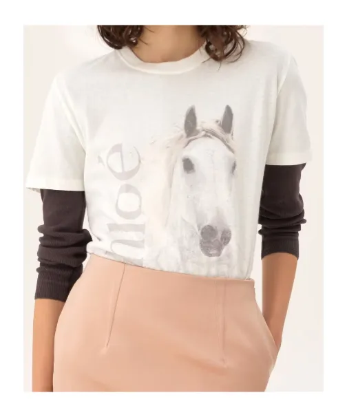 Chloé Crew-Neck Jersey Logo T-Shirt