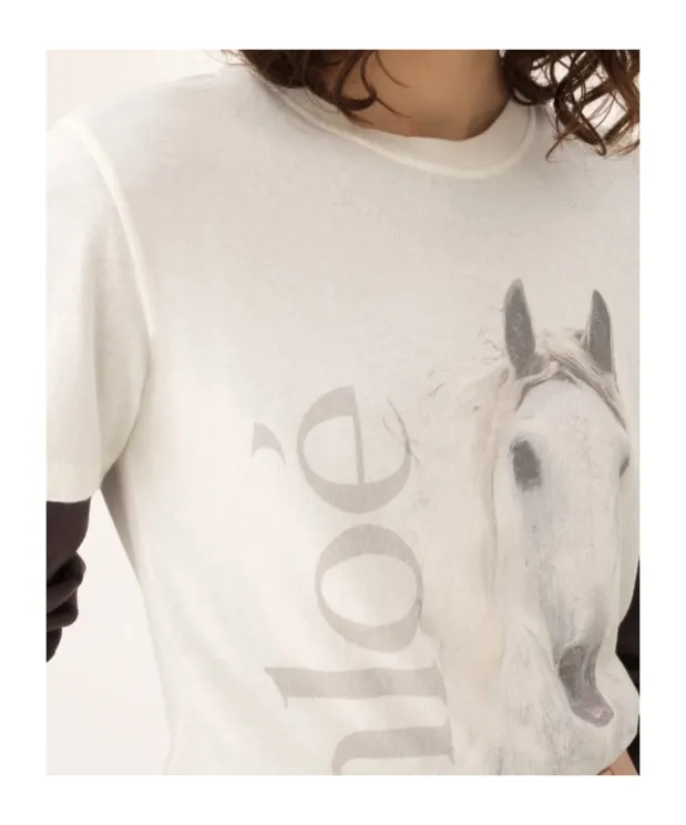 Chloé Crew-Neck Jersey Logo T-Shirt