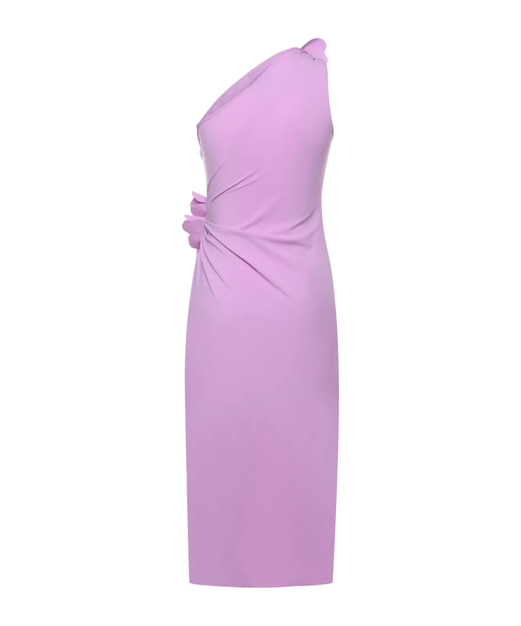 Coperni One-Shoulder Flower Midi Gown Dress