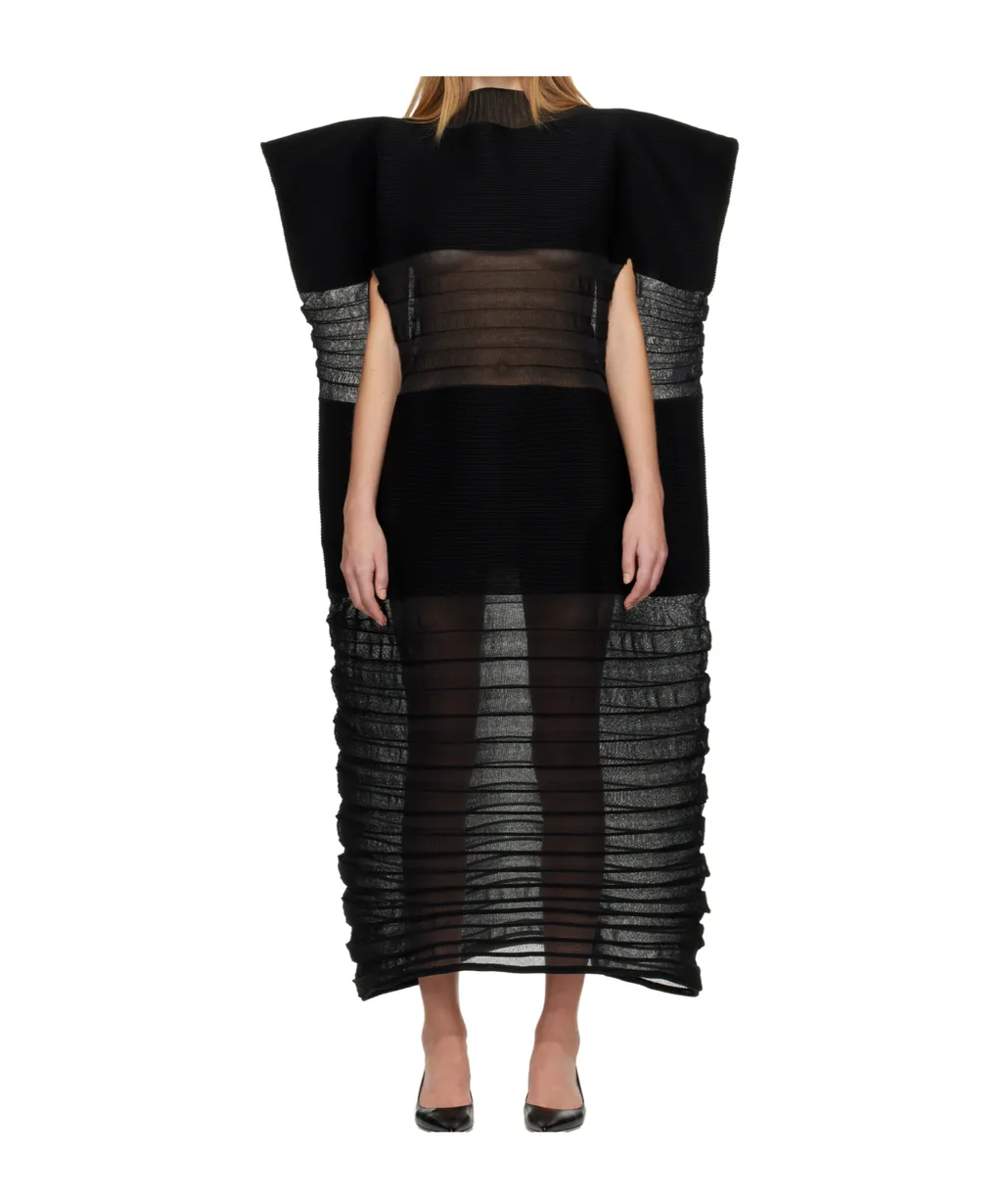 Pleated High-Neck Dress