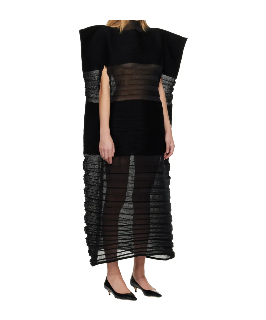 Pleated High-Neck Dress
