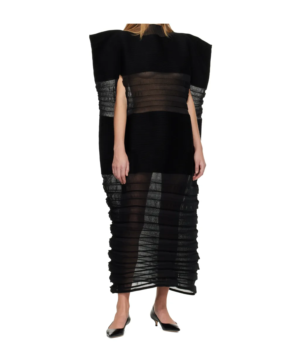 Pleated High-Neck Dress