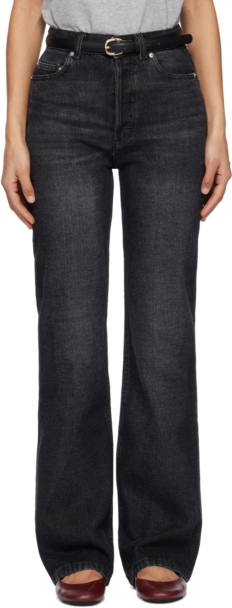 Button-Fly Flared Jeans