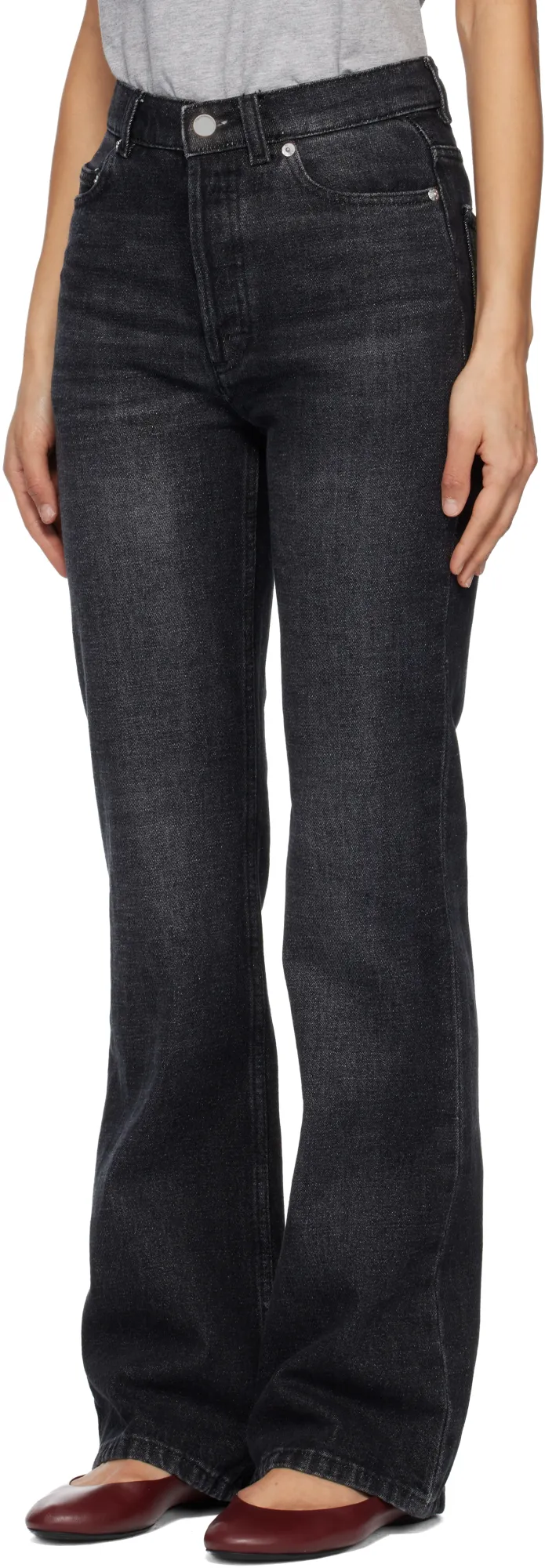 Button-Fly Flared Jeans