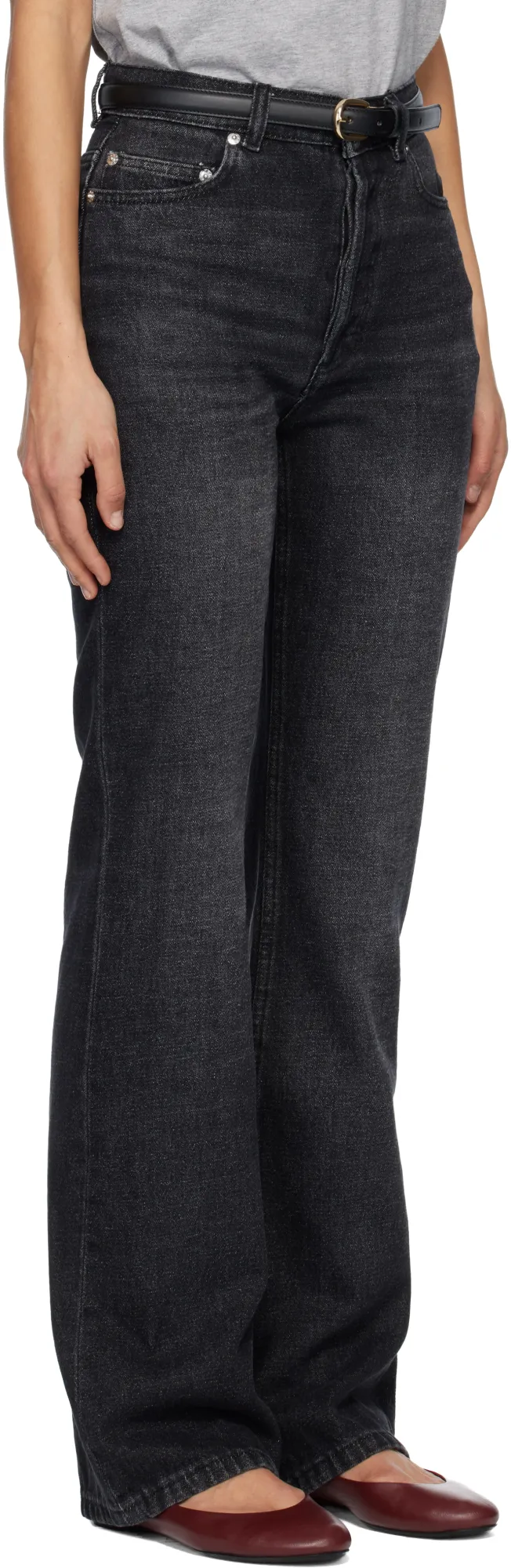 Button-Fly Flared Jeans