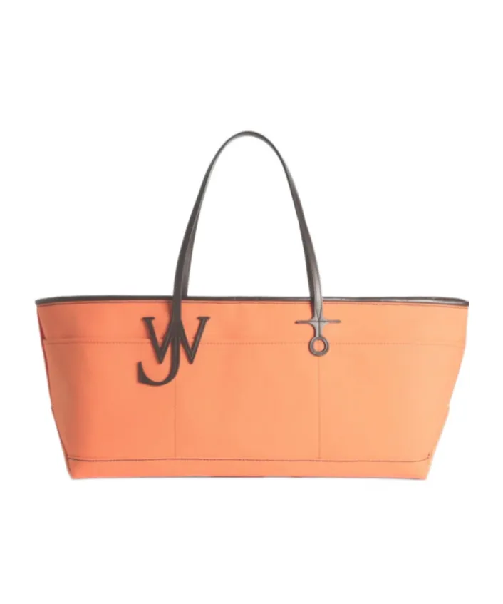 Stretch Anchor Canvas & Leather Tote In Orange