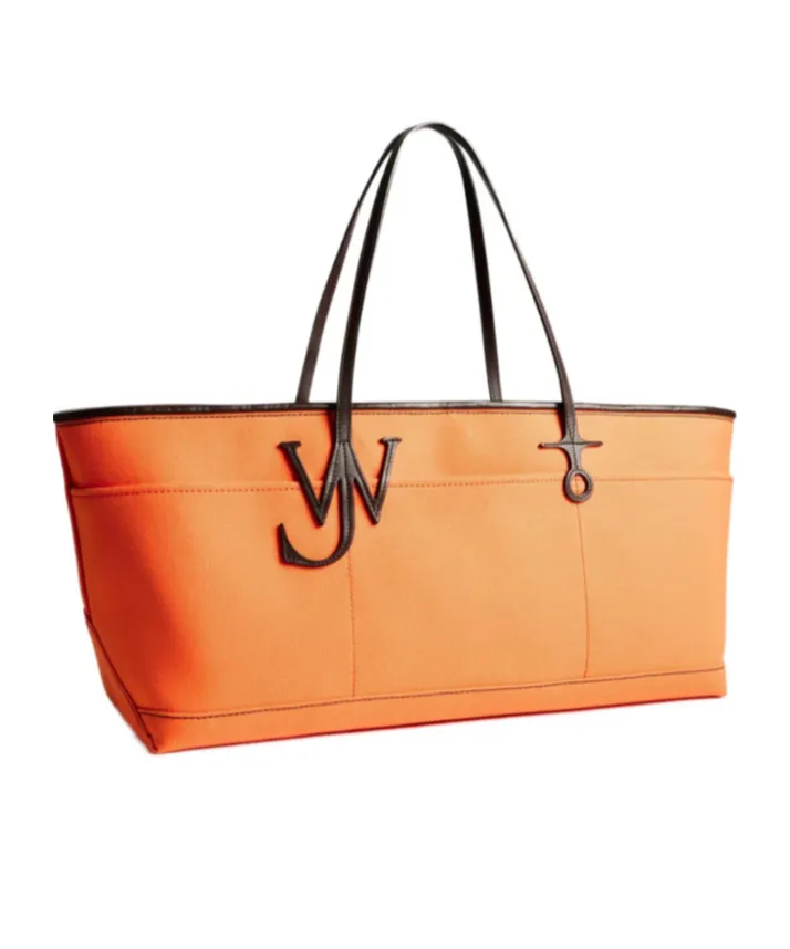 Stretch Anchor Canvas & Leather Tote In Orange