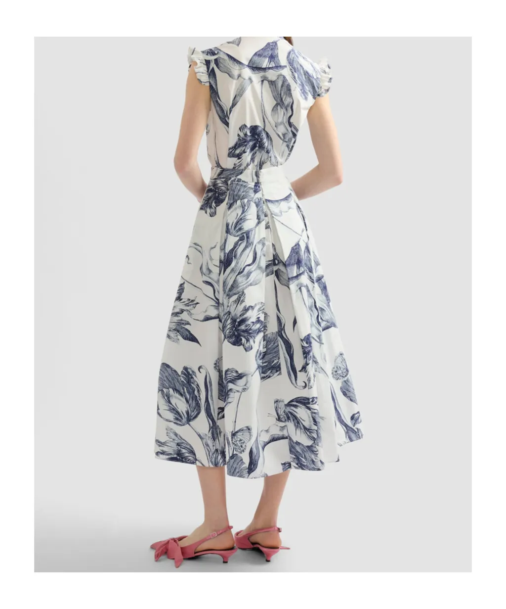 Floral Print Pleated Midi Skirt