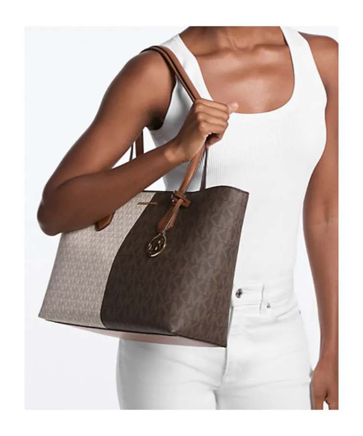 Sheila Large Two-Tone Signature Logo Tote Bag