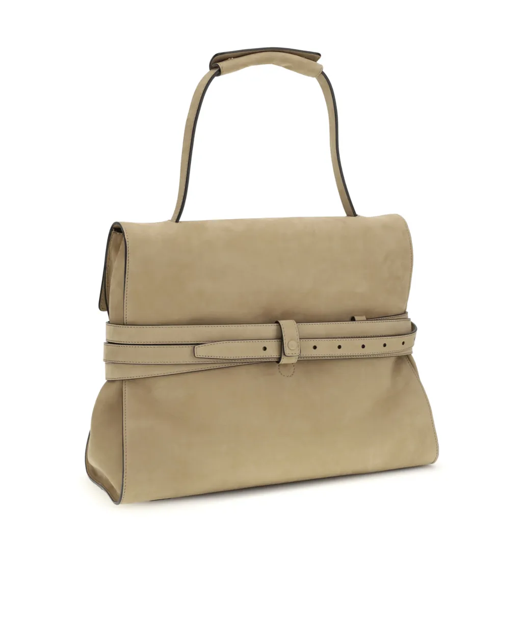 Moschino Logo Embossed Buckle Strap Shoulder Bag
