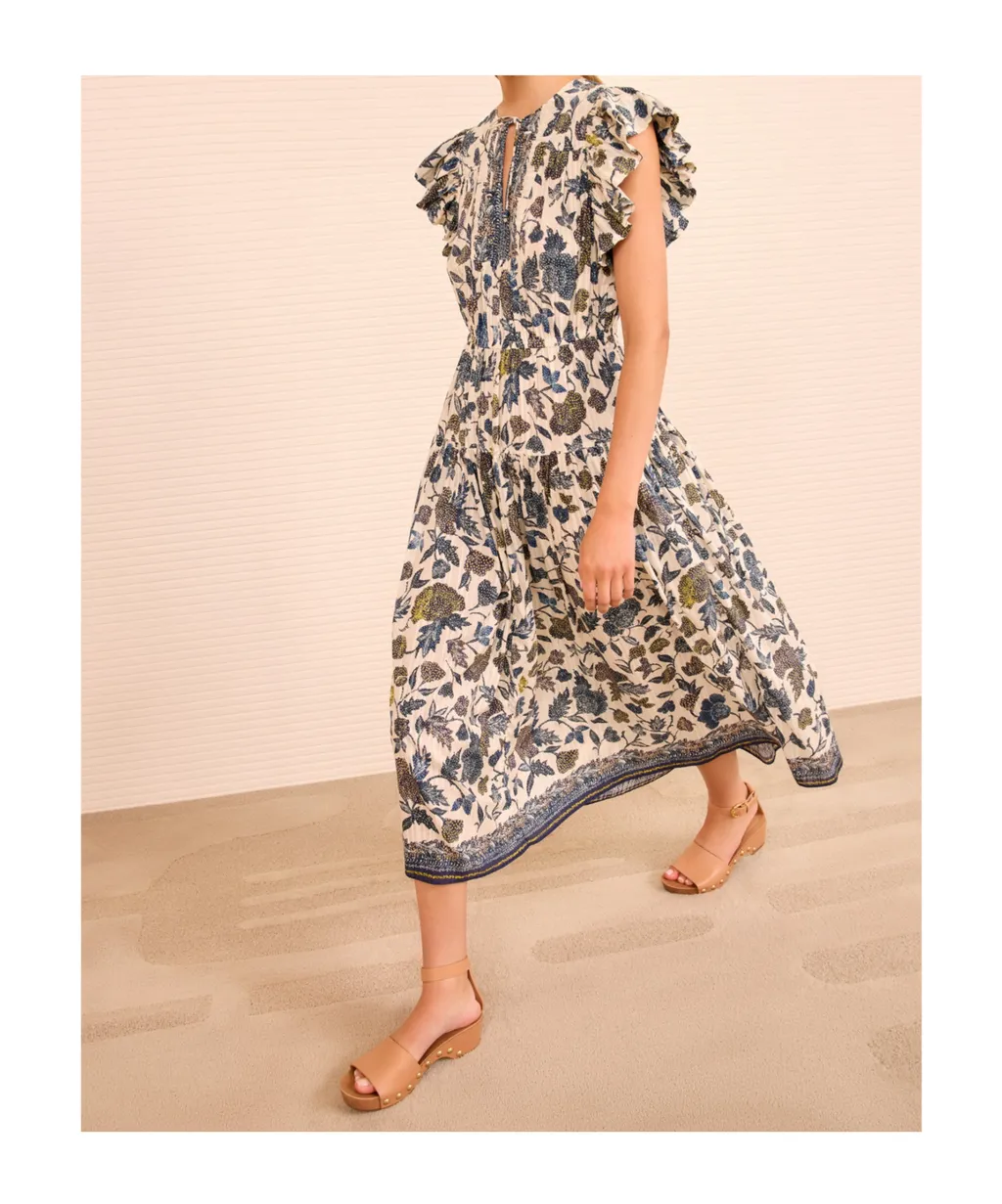 Kairi Flutter Sleeve Midi Dress