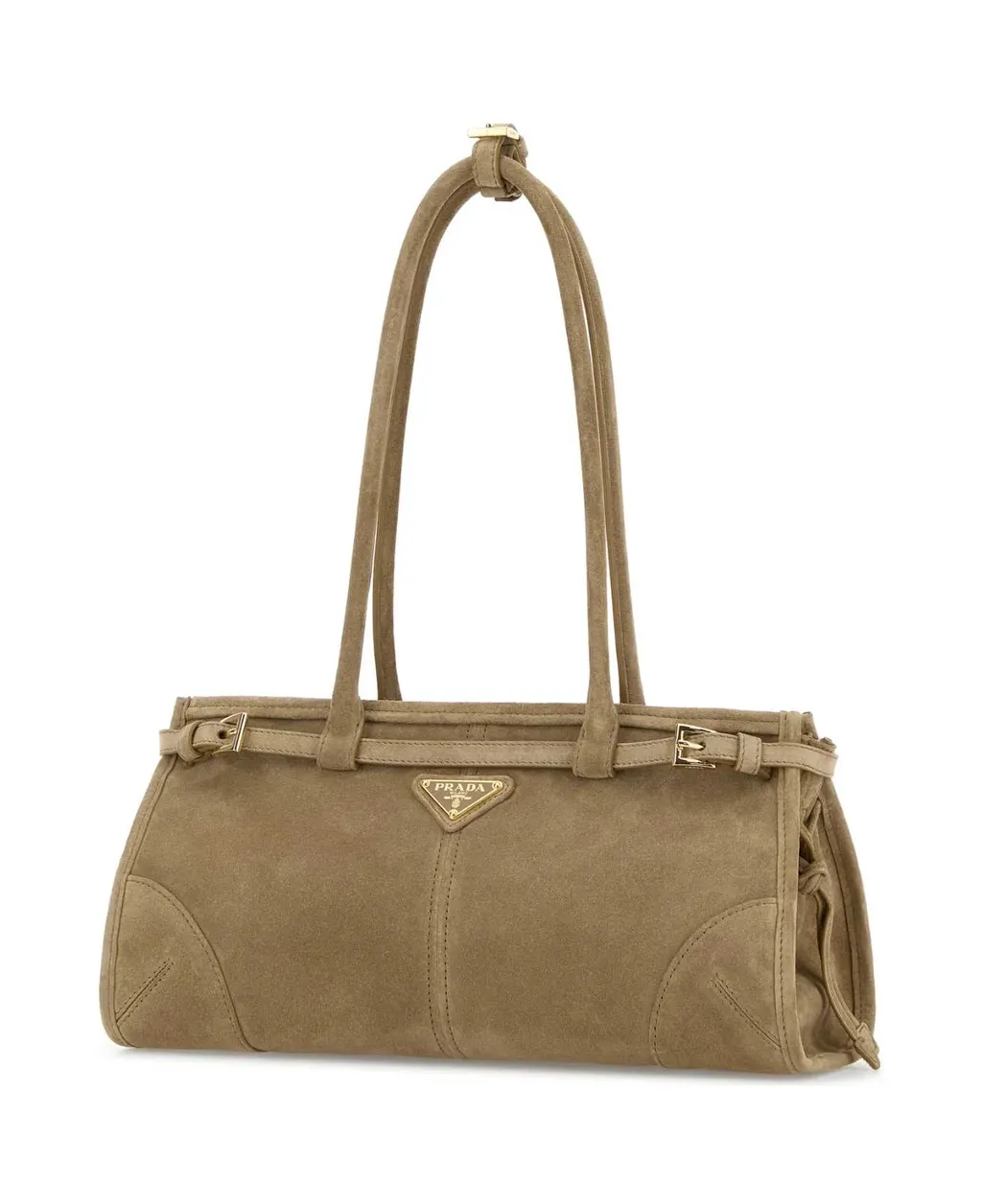 Prada Logo Plaque Belted Shoulder Bag