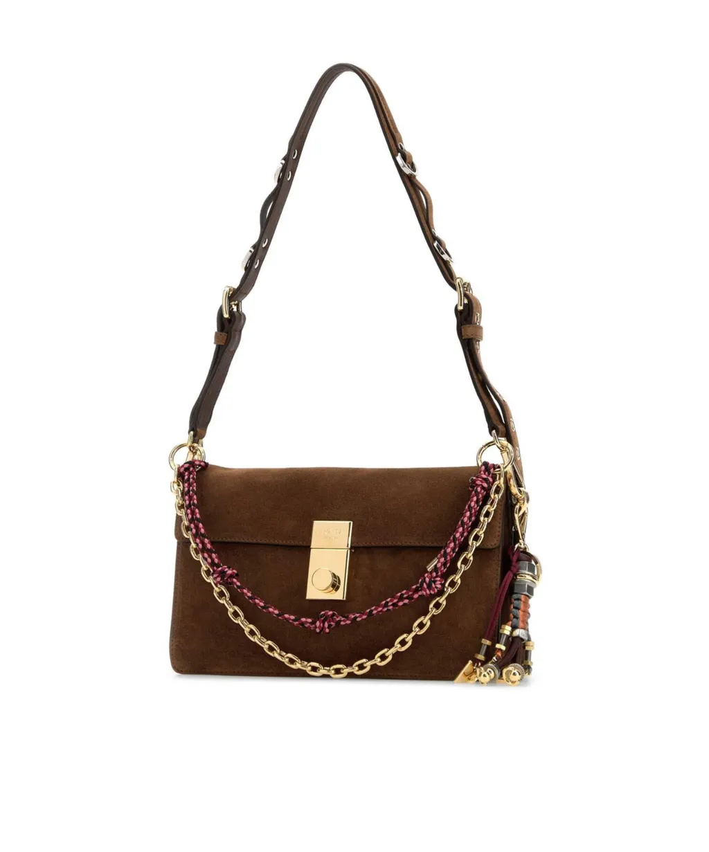 Tassel-Detail Suede Shoulder Bag