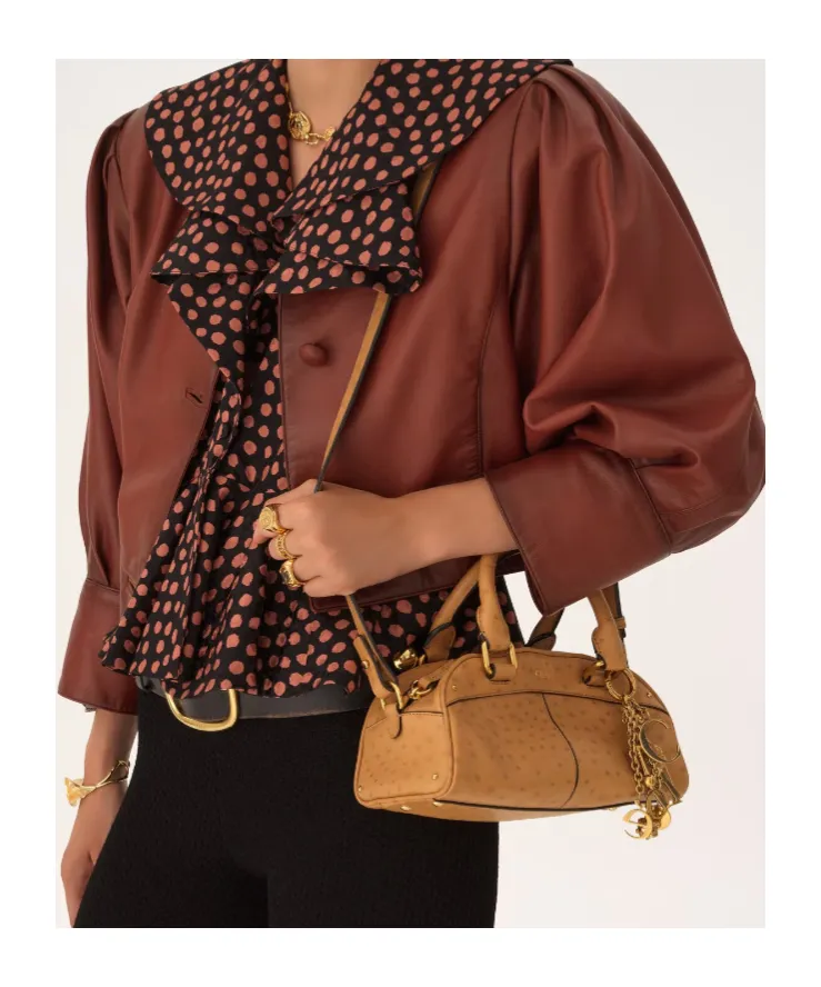 Chloé Logo Plaque Zip-Up Small Bowling Bag