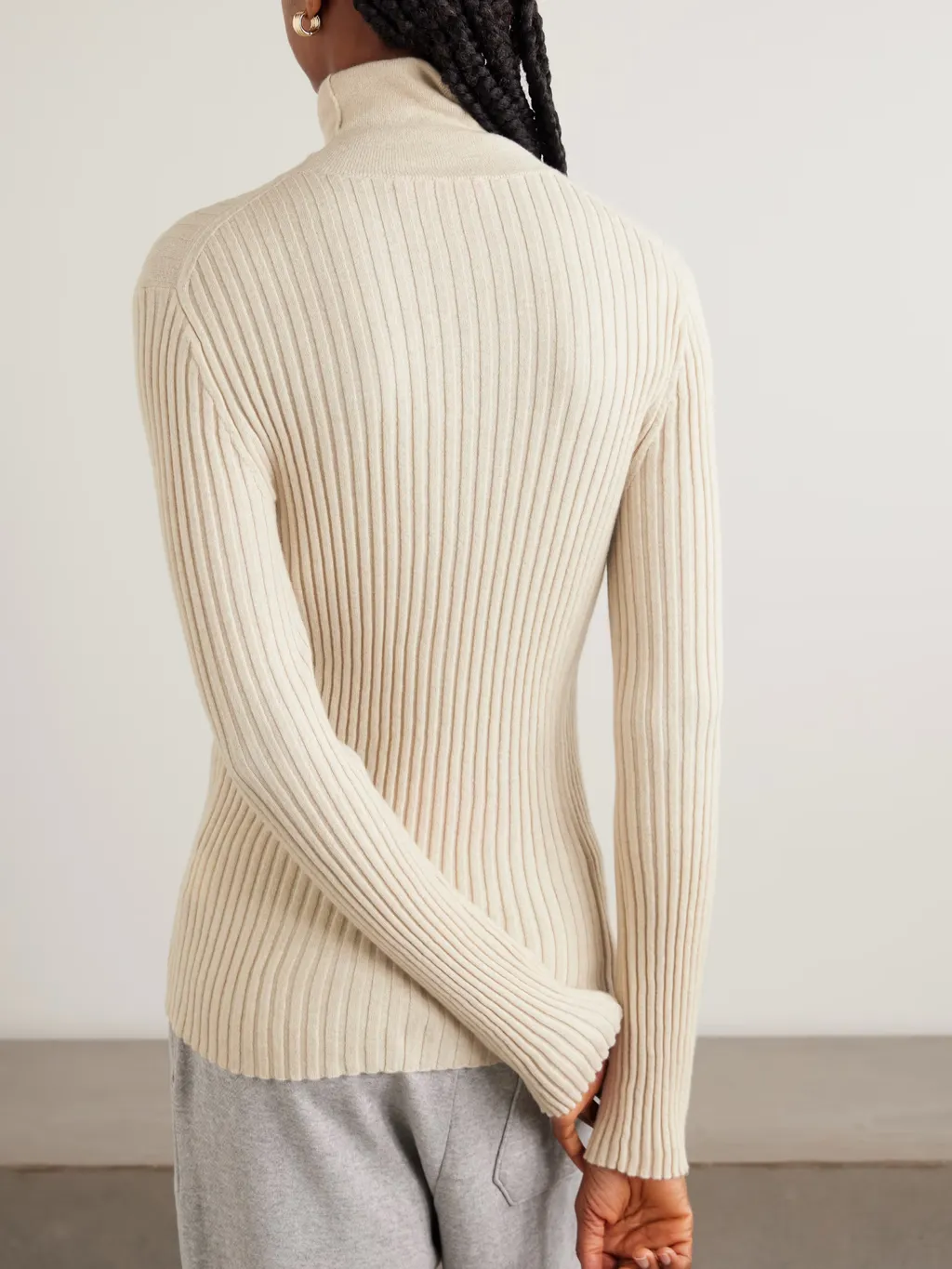 Ribbed Cashmere Turtleneck Sweater