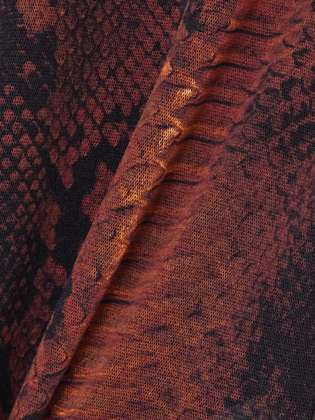 Snake-Print Mesh Top