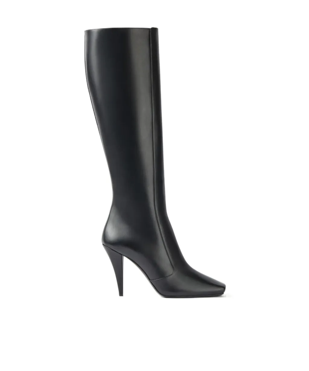 Sliced Square Boots In Shiny Leather