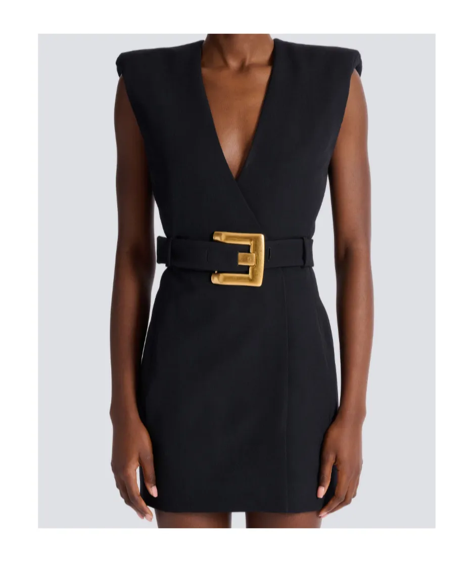 Balmain Short Belted Sleeveless Dress