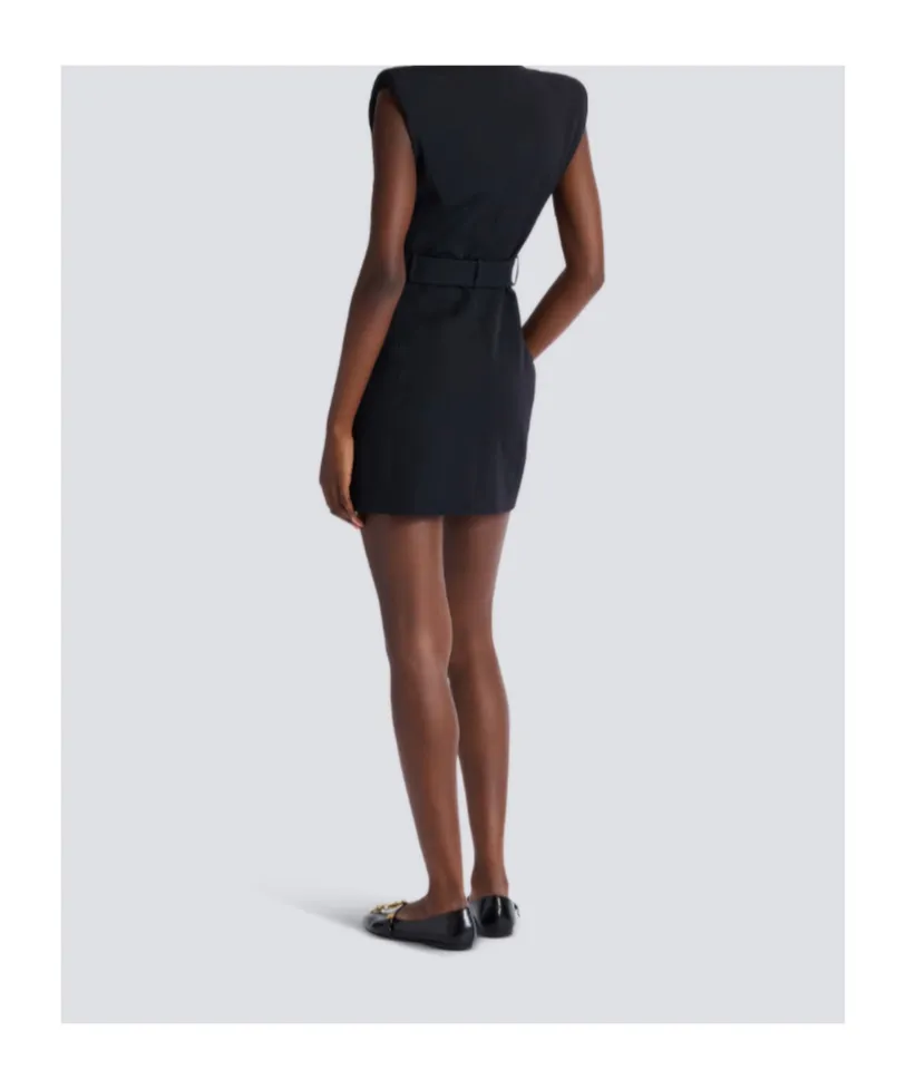 Balmain Short Belted Sleeveless Dress
