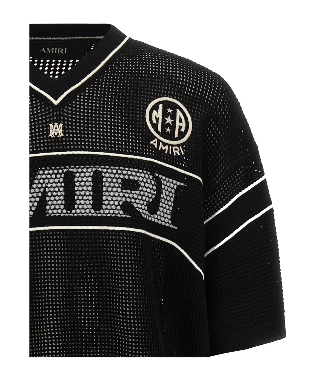 Amiri Sport V-Neck Mesh Knit T-Shirt