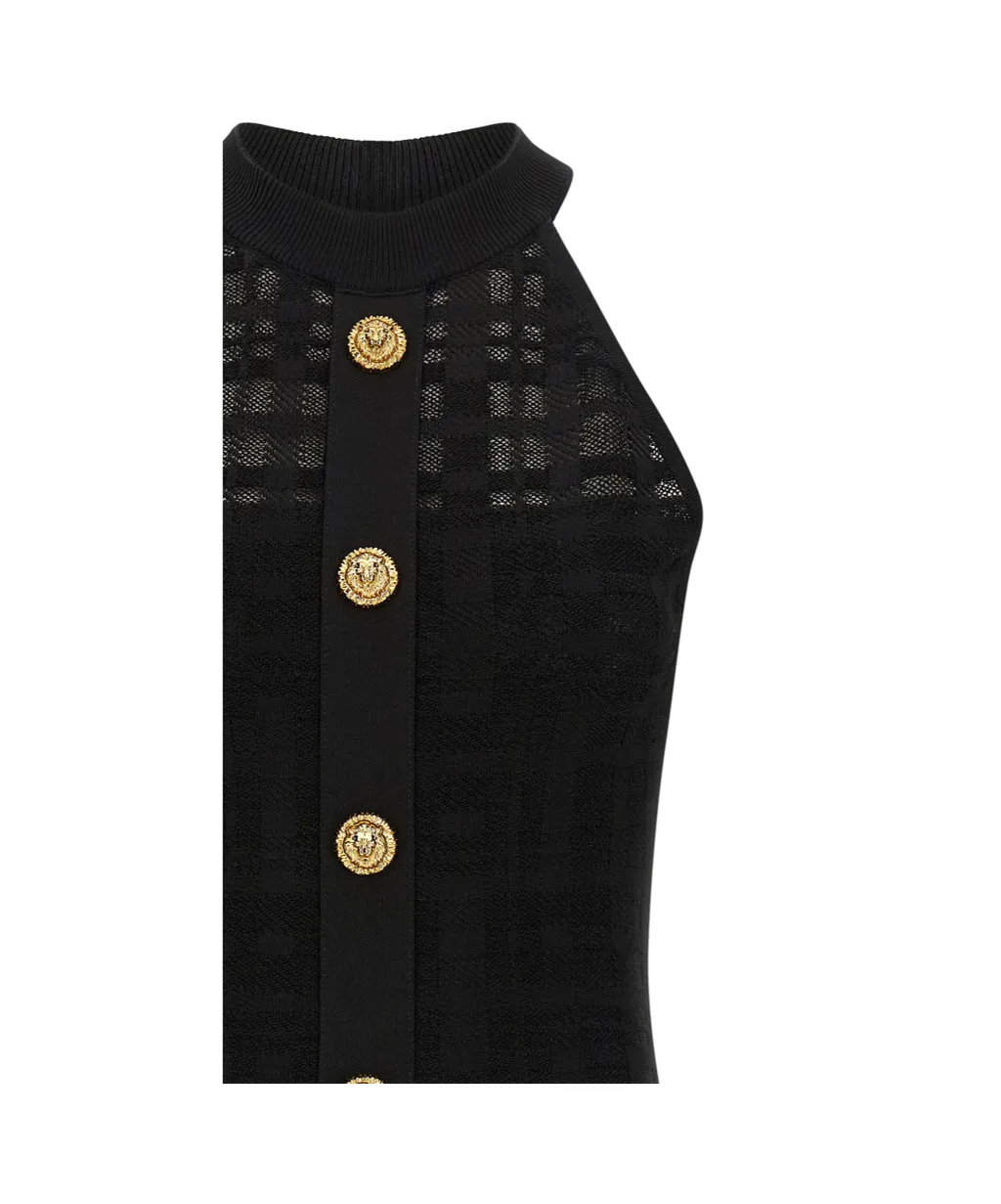 Balmain Button Embellished Sleeveless Dress