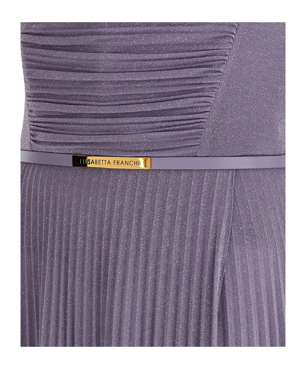 Elisabetta Franchi Pleated Spaghetti Strap Maxi Dress