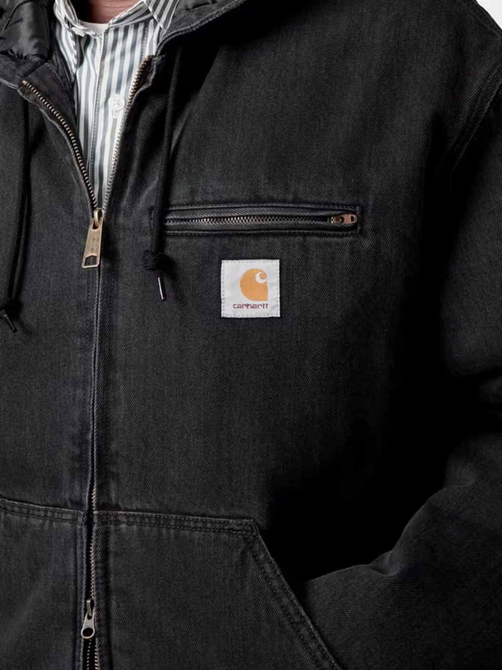 Carhartt Wip Cleveland Hooded Zipped Denim Jacket