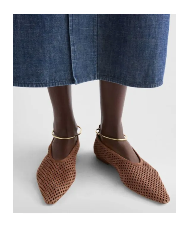 Jil Sander Pointed Toe Perforated Ballet Flats