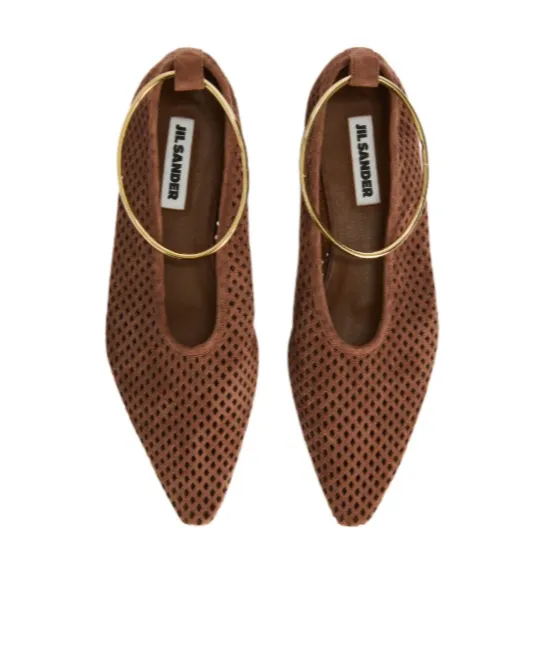 Jil Sander Pointed Toe Perforated Ballet Flats